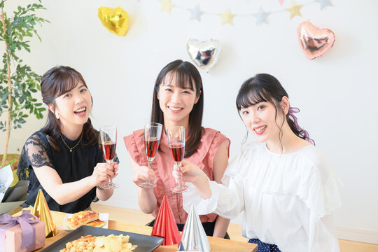 Image of a girl's party Cheers!