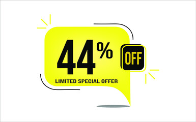 44% off a yellow balloon with black numbers. Flag with percentage numbers