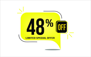 48% off a yellow balloon with black numbers. Flag with percentage numbers