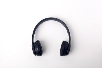 Fototapeta na wymiar Black headphone isolated on white background