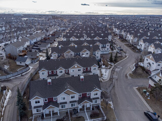 Row housing planned neighbourhood identical homes dense neighbourhood