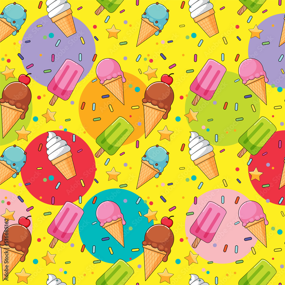 Wall mural sweet ice cream seamless pattern