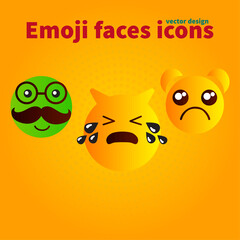 Emoji faces icons vector design bad and good review happy and sad reaction