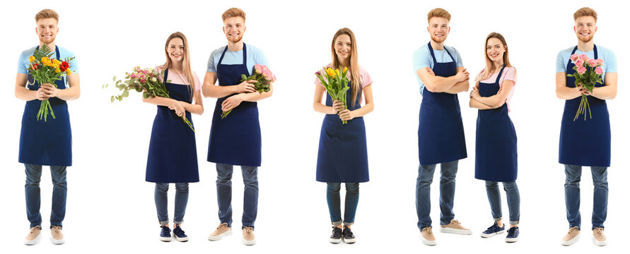 Set of florists on white background