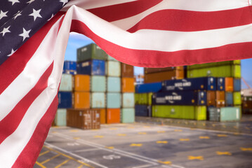 Fototapeta na wymiar Container und ein Hafen in Amerika