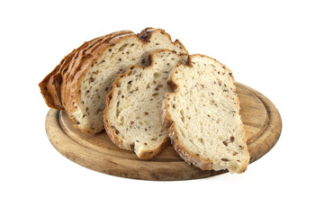 Sprouted grain bread over white background