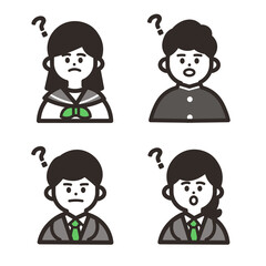 疑問な中高生上半身アイコンセット green