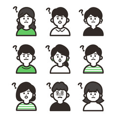 疑問に思う人物アイコンセット green