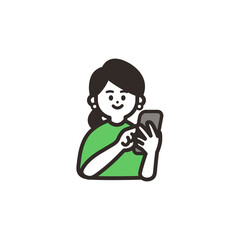 携帯を使用する女性 green