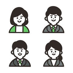笑顔の会社員アイコンセット green