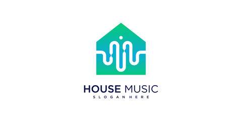 Music logo design with modern concept style Premium Vector