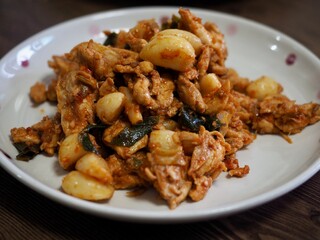 닭고기 마늘 채소볶음, 요리, 음식
