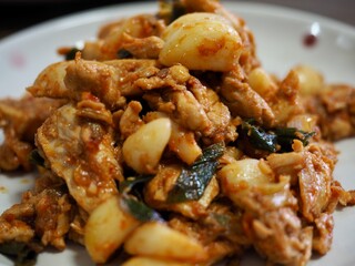 닭고기 마늘 채소볶음, 요리, 음식

