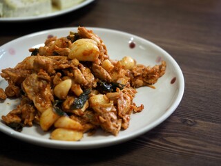 닭고기 마늘 채소볶음, 요리, 음식
