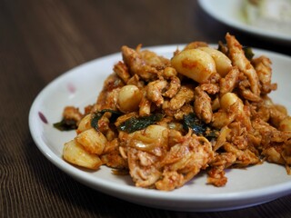 닭고기 마늘 채소볶음, 요리, 음식
