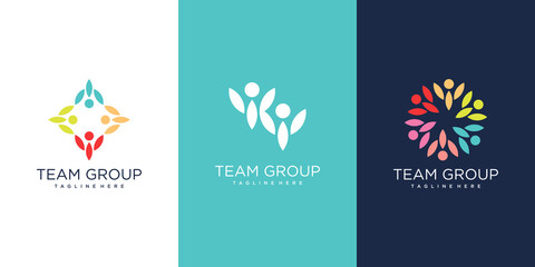 Obraz premium Community logo design concept with abstract style Premium Vector