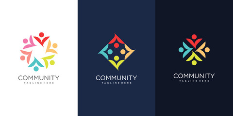 Obraz na płótnie Canvas Community logo design concept with abstract style Premium Vector