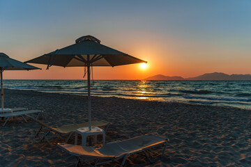 Sunset on the beach at Mastichari, Kos island, Greece
