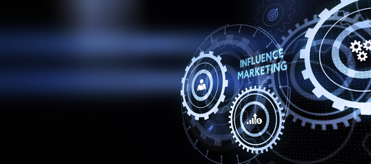 Fototapeta premium Influencer marketing concept. Business, Technology, Internet and network concept. 3d illustration