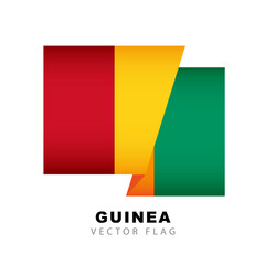 Colorful Guinean flag logo. Flag of Guinea. Vector illustration isolated on white background.