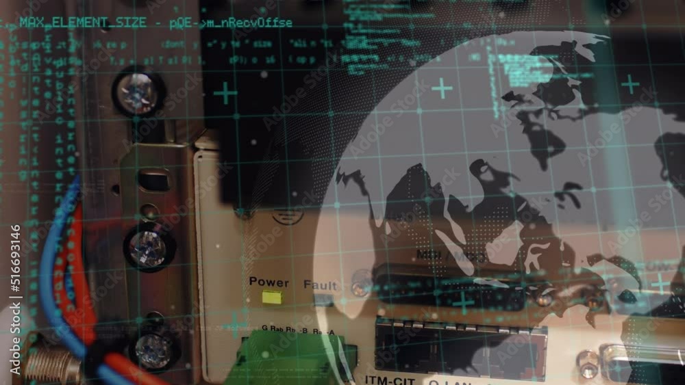 Poster animation of globe and data processing over server