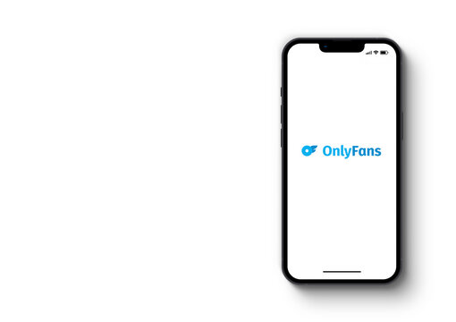 OnlyFans app on the smartphone iPhone screen. White background. Rio de Janeiro, RJ, Brazil. July 2022