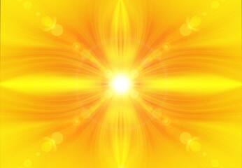 Obraz premium Creative horizontal banner. Abstract yellow orange background pattern. Lights blurred abstract. Flash - sun rays. Energy, aura, yoga, meditation.