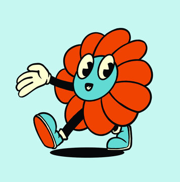Flower Cute Vintage Mascot Illustration