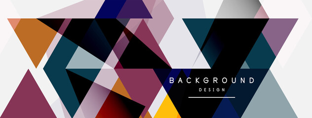 Color triangles composition, geometric abstract background. Techno or business concept, pattern for wallpaper, banner, background, landing page