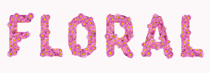 FLORAL word with pink flowers