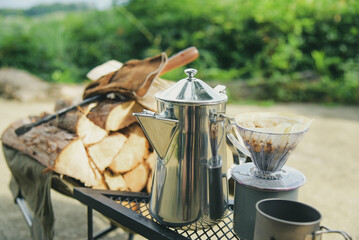 アウトドア　キャンプ　ポット