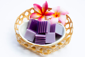 Butterfly pea and coconut milk jelly