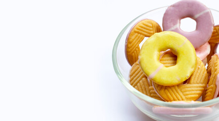 Cookie shapes donut. Colorful snack