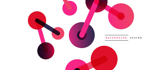 Line points connections geometric abstract background. Circles connected by lines. Trendy techno business template for wallpaper, banner, background or landing