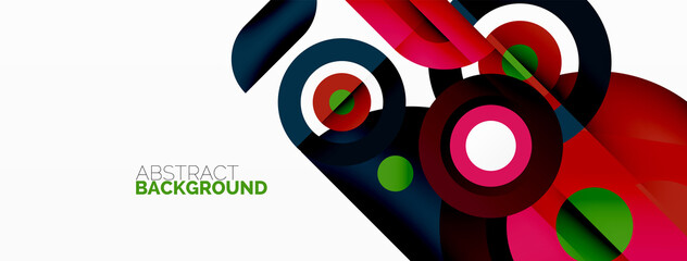 Obraz premium Abstract round shapes background. Minimalist decoration. Geometric background with circles and rings