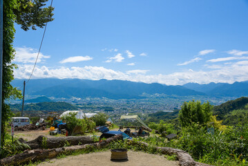 パインウッドキャンプ場から見た山梨の景色