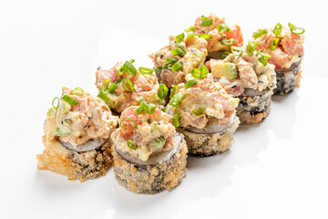 tasty sushi on the white background