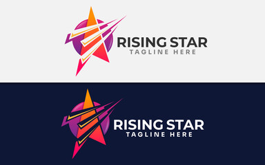 Rising Star Logo Design. Abstract Stylish Star with Sharp Shape Combined with Gradient Circle.