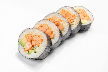 tasty sushi on the white background