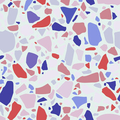 Terrazzo flooring wallpaper. Seamless texture of a colored stone. Pattern of small pieces of rock, cobblestone. Vector illustration background