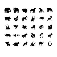 Polygonal Icons Set.Animal Silhouettes Pro Vector