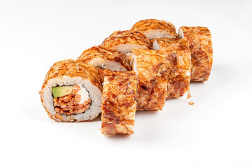 tasty sushi on the white background