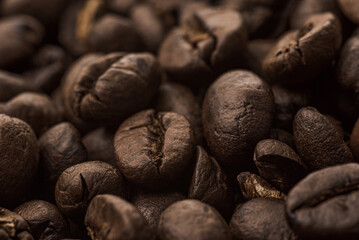 Coffee beans background with copy space