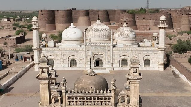 Drone captured cinematic overhead footage of Derawar Fort.