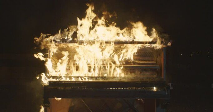 Burning Piano in Slow Motion