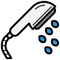 Shower filled outline icon,linear,outline,graphic,illustration