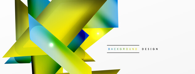 Dynamic 3d geometric abstract background. Triangles and other simple forms composition. Vector Illustration For Wallpaper, Banner, Background, Card, Book Illustration, landing page