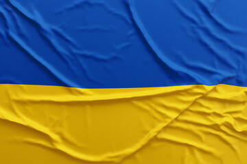 Ukraine flag rippled background. Flag of Ukraine 3D illustration