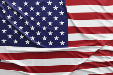 US Flag. American flag rippled on black background. Flag of america. Patriot day, Memorial Day, Independence day or Veterans day.