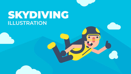 Obraz premium Skydiving Man Flat Design Illustration